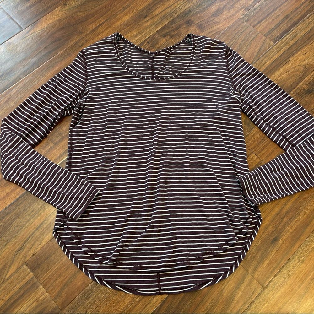 LuLuLemon maroon stripe long sleeve activewear top